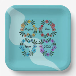 20パーソナライズされたXX年おめでとう&花リース ペーパープレート