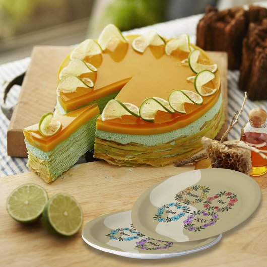 20パーソナライズされたXX年おめでとう&花リース ペーパープレート