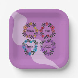 20パーソナライズされたXX年おめでとう&花リース ペーパープレート