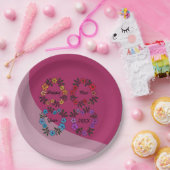 20パーソナライズされたXX年おめでとう&花リース ペーパープレート (パーティー)