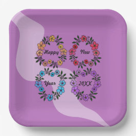 20パーソナライズされたXX年おめでとう&花リース ペーパープレート