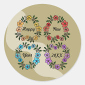 20パーソナライズされたXX年おめでとう&花リース ラウンドシール (正面)