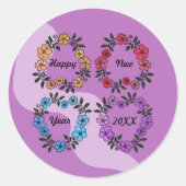 20パーソナライズされたXX年おめでとう&花リース ラウンドシール (正面)