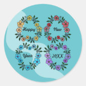 20パーソナライズされたXX年おめでとう&花リース ラウンドシール (正面)