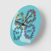 20パーソナライズされたXX年おめでとう&花リース ラウンド壁時計 (傾斜)