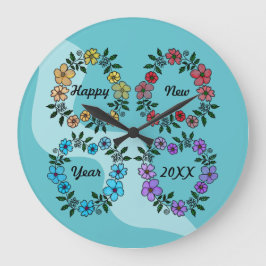 20パーソナライズされたXX年おめでとう&花リース ラージ壁時計