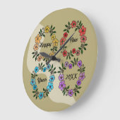 20パーソナライズされたXX年おめでとう&花リース ラージ壁時計 (傾斜)