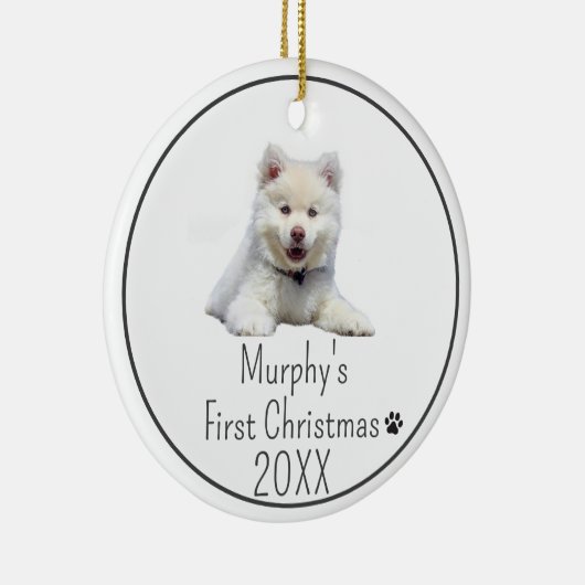 20パーソナライズされたXX犬の初めてのクリスマス写真 セラミックオーナメント (右)