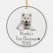 20パーソナライズされたXX犬の初めてのクリスマス写真 セラミックオーナメント (正面)