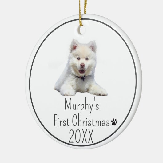 20パーソナライズされたXX犬の初めてのクリスマス写真 セラミックオーナメント (左)