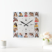 20フォトコラージメタリックホイル スクエア壁時計 (ホーム)