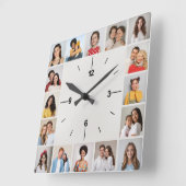 20フォトコラージメタリックホイル スクエア壁時計 (傾斜)