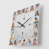 20フォトコラージュつや消しシルバーメタリック スクエア壁時計 (傾斜)