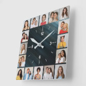 20フォトコラージュつや消し色数々のメタリック スクエア壁時計 (傾斜)