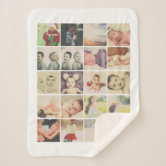 20フォトコラージュパーソナライズされた シェルパブランケット (正面)
