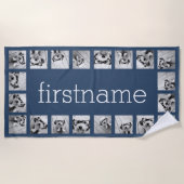 20フォトコラージュ色を選択して名前を追加 ビーチタオル (正面)