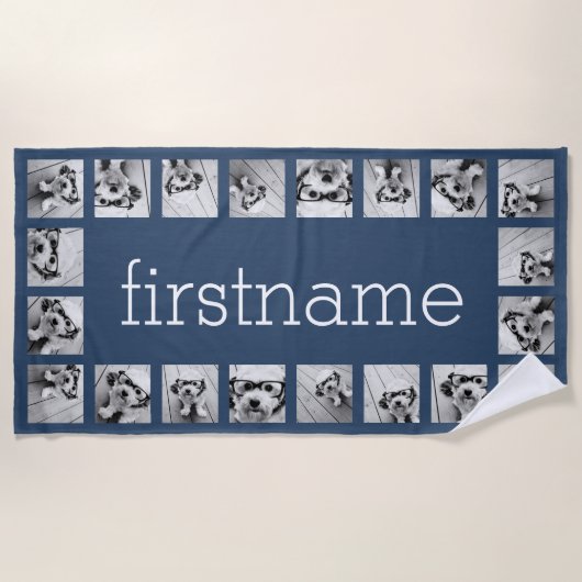 20フォトコラージュ色を選択して名前を追加 ビーチタオル (正面)