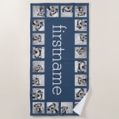 20フォトコラージュ色を選択して名前を追加 ビーチタオル (正面)