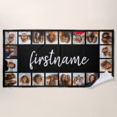 20フォトコラージュ色を選択して名前を追加 ビーチタオル (正面)