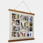 20フォトコラージュ黒とBiegeファミリー 吊り下げ型タペストリー (傾斜あり)