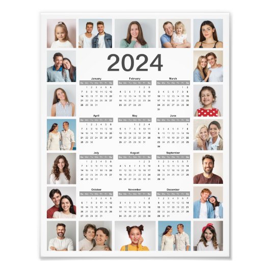 20フォトコラージュ2024カレンダーの写真の拡大 フォトプリント            (正面)