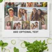 20フォトコラージュ – カスタム文字 – 白黒 キッチンタオル (折り畳み)