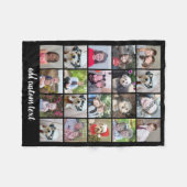 20フォトコラージュ – グリッド（スクリプト付き） -文字 – 黒 フリースブランケット (正面(横))