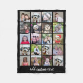 20フォトコラージュ – グリッド（スクリプト付き） -文字 – 黒 フリースブランケット (正面)