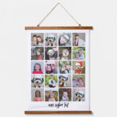 20フォトコラージュ – 下のファミリ文字 – 白 吊り下げ型タペストリー (正面)