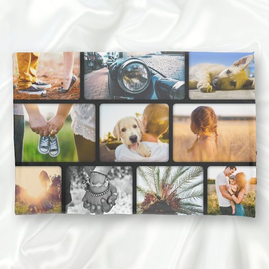 20フォトピローケーステンプレートコラージブラックフレーム 枕カバー