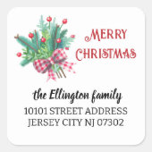 20モアブランチ&ベリー差出人住所クリスマス スクエアシール (正面)