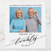 20モダン周年記念結婚写真 ワインラベル (シングルラベル)