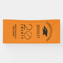 20モダンXXオレンジの卒業式ドアのクラス 横断幕