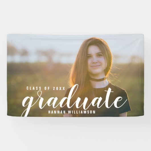 20モダンXX卒業式サインの卒業写真クラス 横断幕 (横)