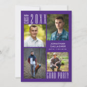 20モダンXX紫の卒業お洒落クラス 招待状 (正面)