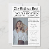 20ユニークth Birthday party新聞表紙の写真 招待状 (正面)