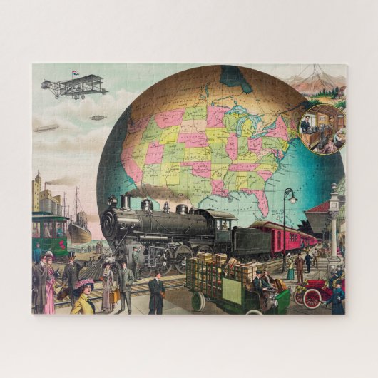 20世紀の交通， 1910ヴィンテージ ジグソーパズル (横)