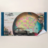 20世紀の交通， 1910ヴィンテージ ビーチタオル (正面)