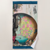 20世紀の交通， 1910ヴィンテージ ビーチタオル (正面)