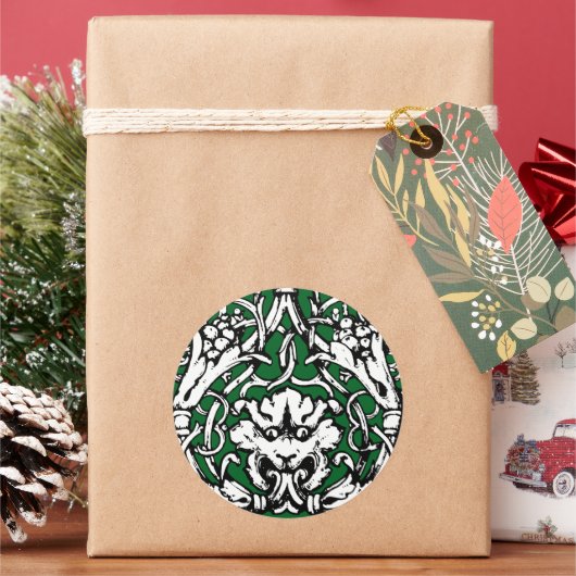 20世紀初頭結び糸細工ライオン ラウンドシール (クリスマス)