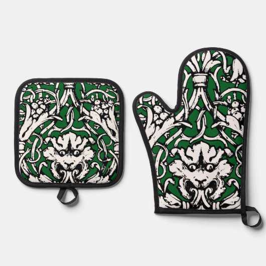 20世紀初頭結び糸細工ライオン 鍋つかみ&鍋敷きセット (正面)