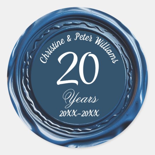 20中国の結婚ブルーワックスシール ラウンドシール (正面)