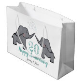 20中国結婚記念日かわいいゾウ ラージペーパーバッグ (裏面アングル)
