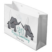 20中国結婚記念日かわいいゾウ ラージペーパーバッグ (正面アングル)