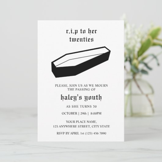 20代から20代の葬儀30歳の誕生日 招待状 (スタンド正面)