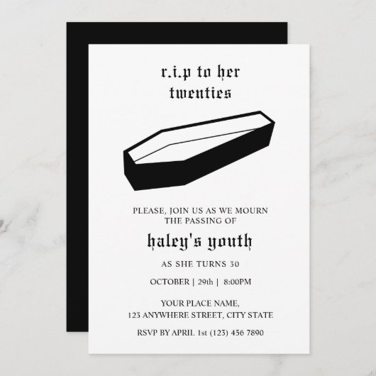 20代から20代の葬儀30歳の誕生日 招待状 (正面/裏面)