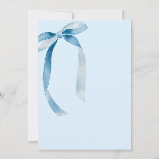 20代のシックなブルーボウを結ぶ30歳の誕生日パーティー 招待状 (裏面)