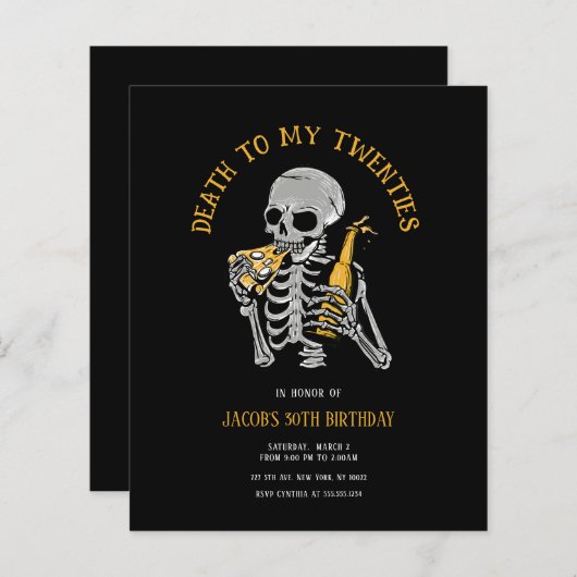 20代の招待状に予算死 (正面/裏面)