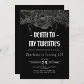 20代エレガント30歳の誕生日へのフローラ死 招待状 (正面/裏面)