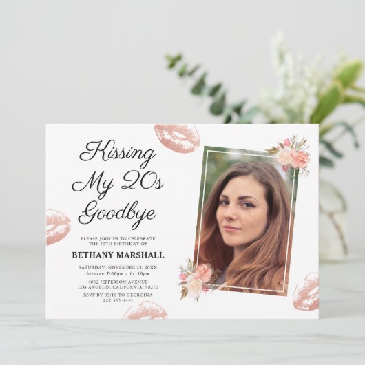 20代キスをするお別れ30歳の誕生日パーティー 招待状 (スタンド正面)